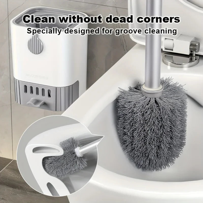 Set Scopino WC con Supporto a Parete e Manico Lungo | Design Flessibile per Pulizia Efficiente del Bagno 1