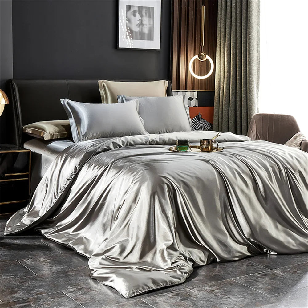 Set di Biancheria da Letto in Seta | Lenzuola Matrimoniali con Copripiumino e Federe | Comfort e Lusso per Ogni Letto 0