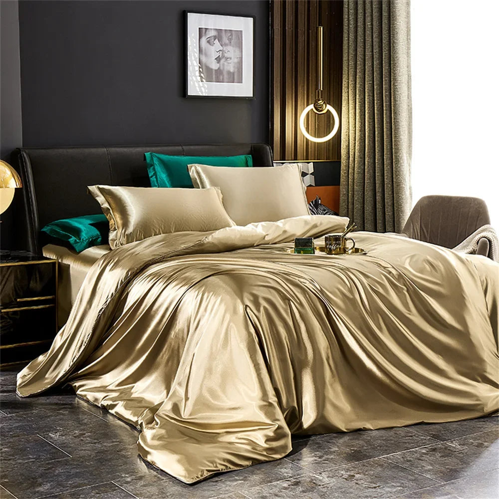 Set di Biancheria da Letto in Seta | Lenzuola Matrimoniali con Copripiumino e Federe | Comfort e Lusso per Ogni Letto 2