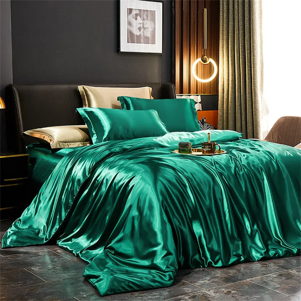 Set di Biancheria da Letto in Seta | Lenzuola Matrimoniali con Copripiumino e Federe | Comfort e Lusso per Ogni Letto 3