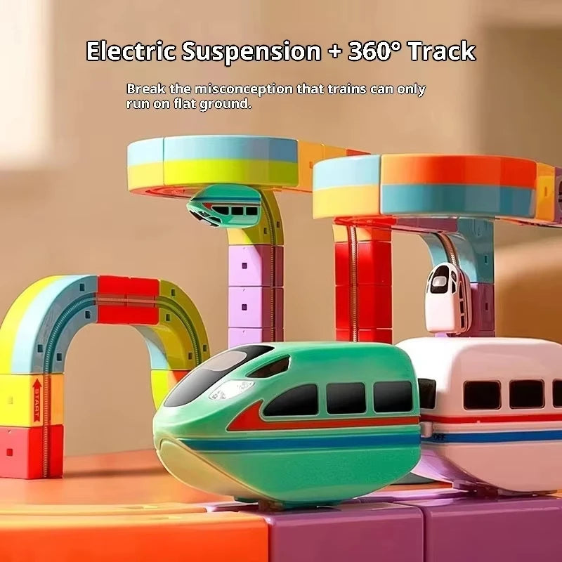 Set di Binari Elettrici Magnetici | 100+ Pezzi con Veicoli Antigravità | Giocattolo Creativo per Stimolare la Fantasia dei Bambini 2