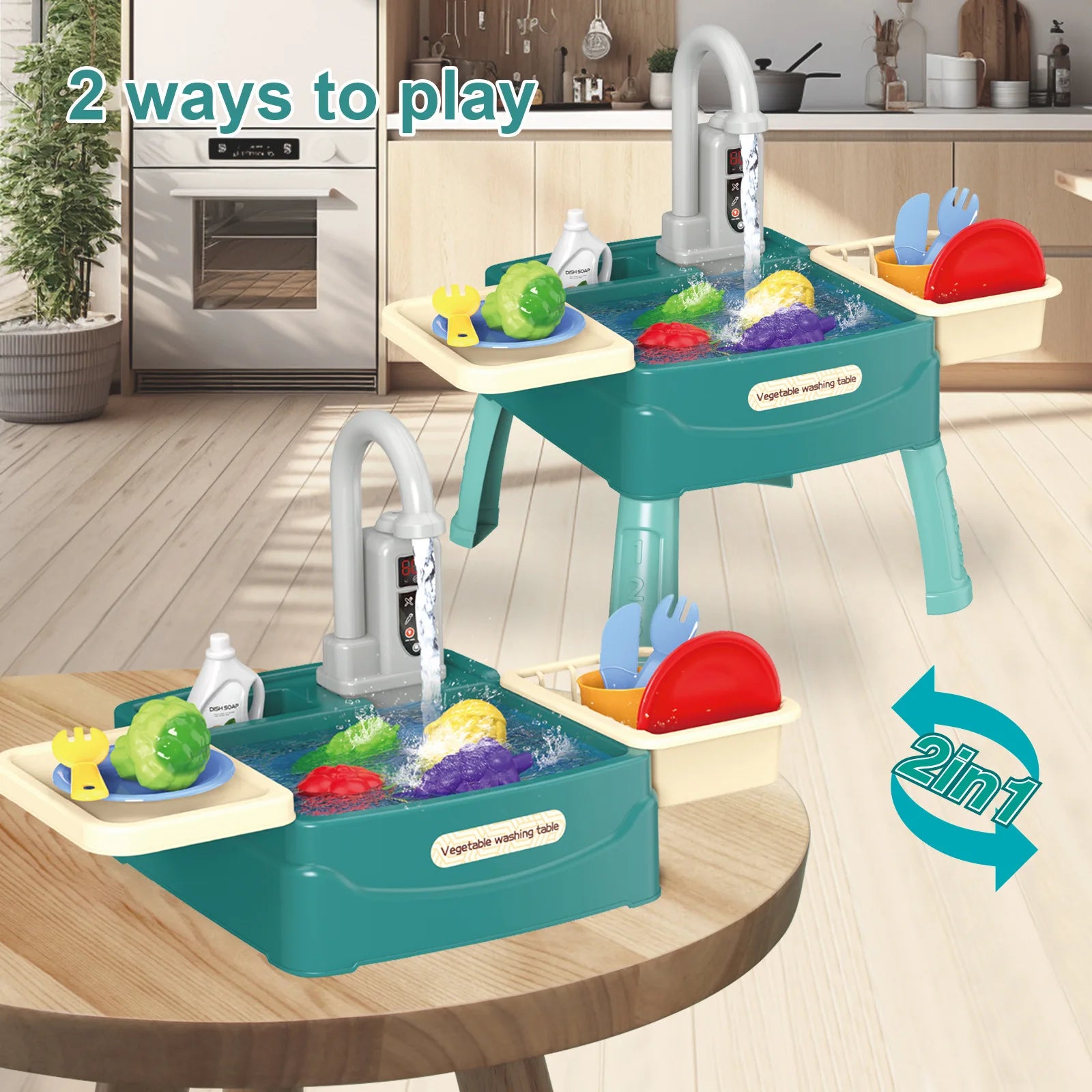Set di Lavello da Cucina per Bambini con Acqua Corrente | Gioco di Ruolo Colorato per Sviluppo Creativo e Divertimento 1