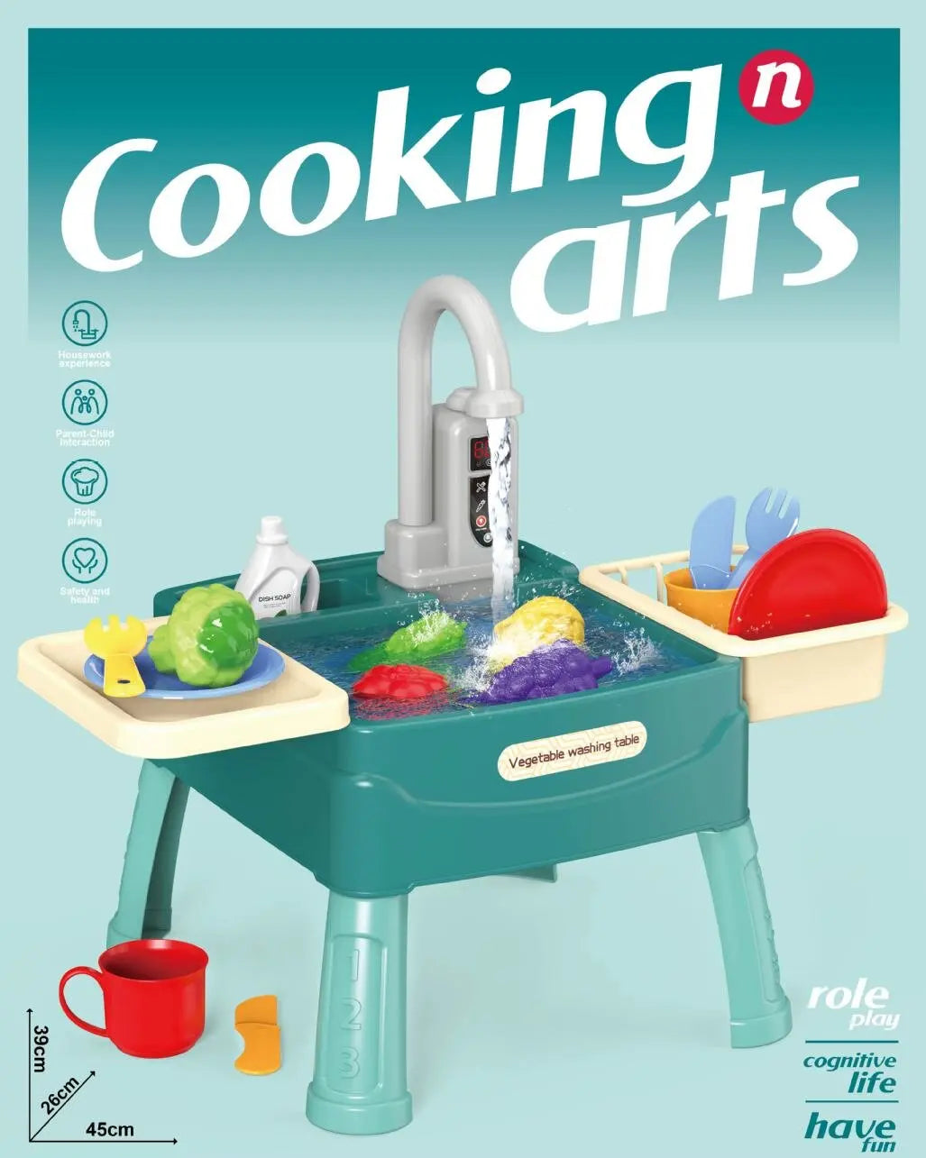 Set di Lavello da Cucina per Bambini con Acqua Corrente | Gioco di Ruolo Colorato per Sviluppo Creativo e Divertimento 6