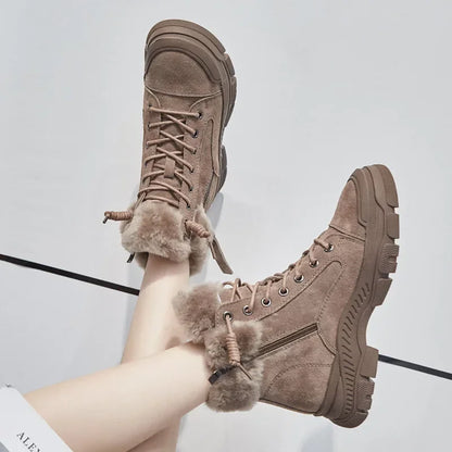 Tiziana | Damen-Winterstiefeletten aus Leder mit Plüschfutter und Chunky-Sohle - Warm und rutschfest