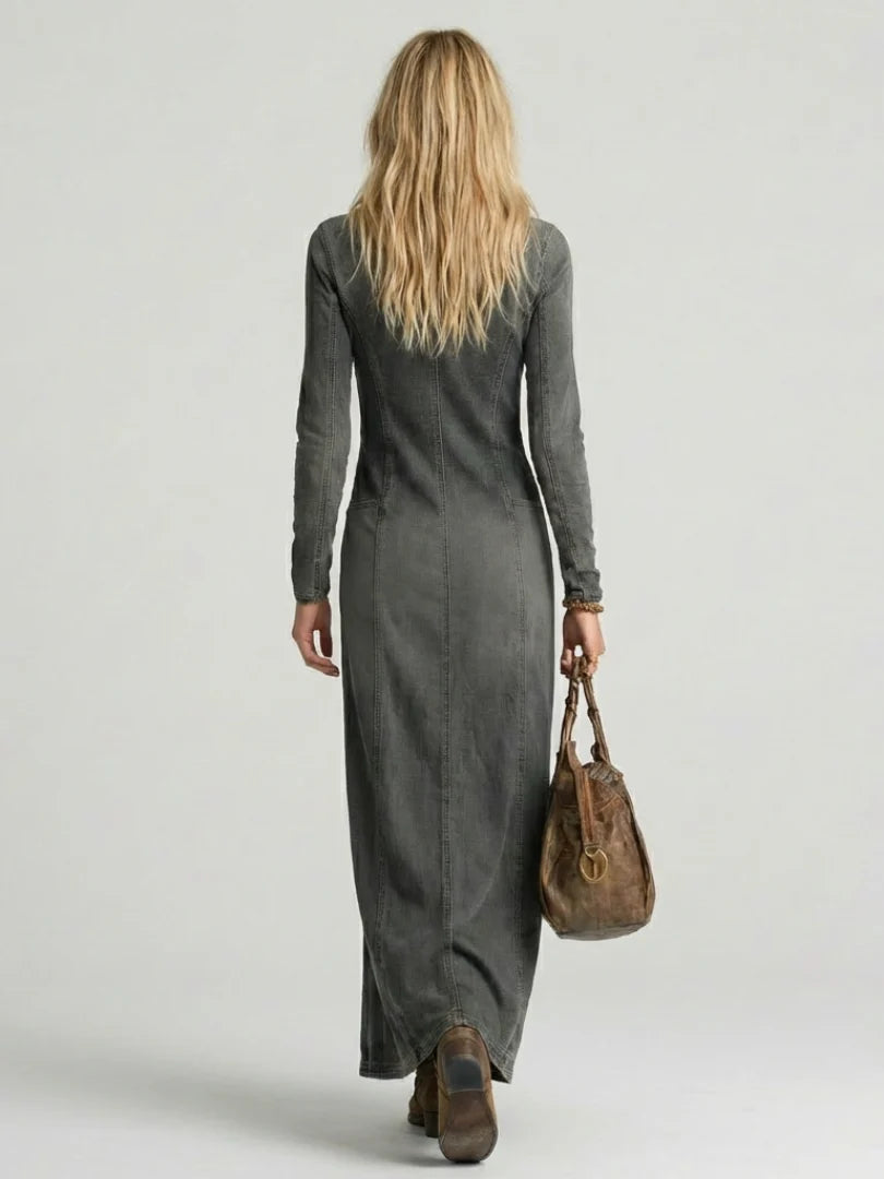 Sienna | Elegante Abito Lungo in Denim con Bottoni 6