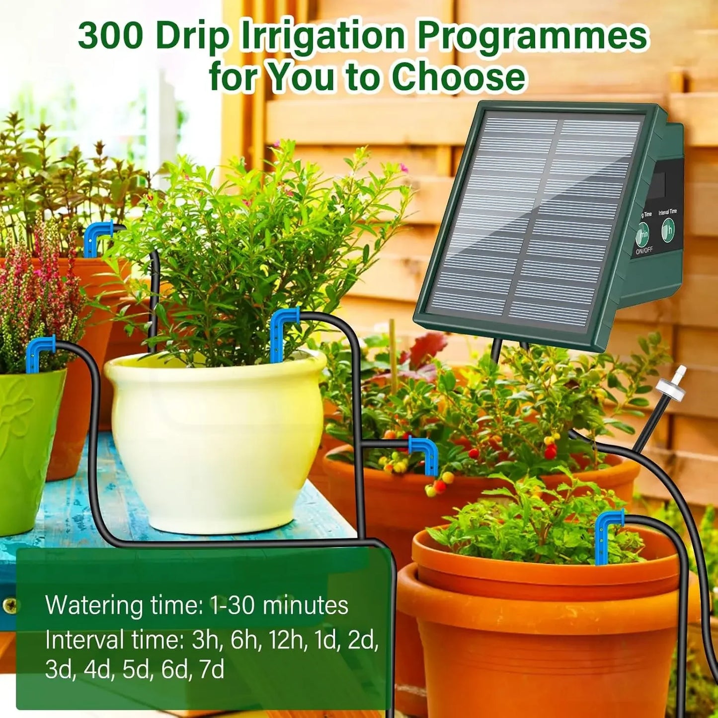 Solar Drip Irrigation System with LED Timer | Optimized for Water Saving and Ease of Use for Gardens and Balconies