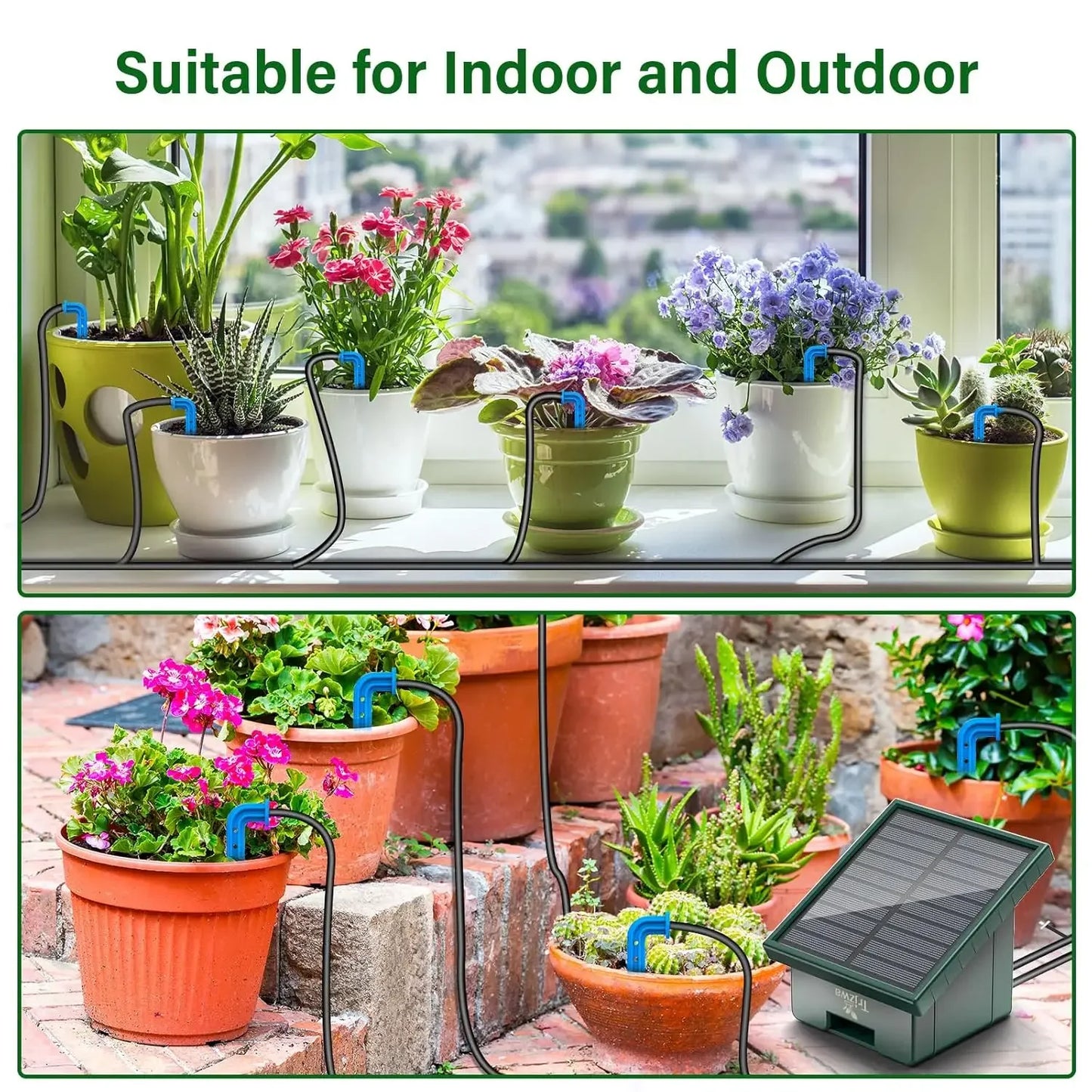 Solar Drip Irrigation System with LED Timer | Optimized for Water Saving and Ease of Use for Gardens and Balconies