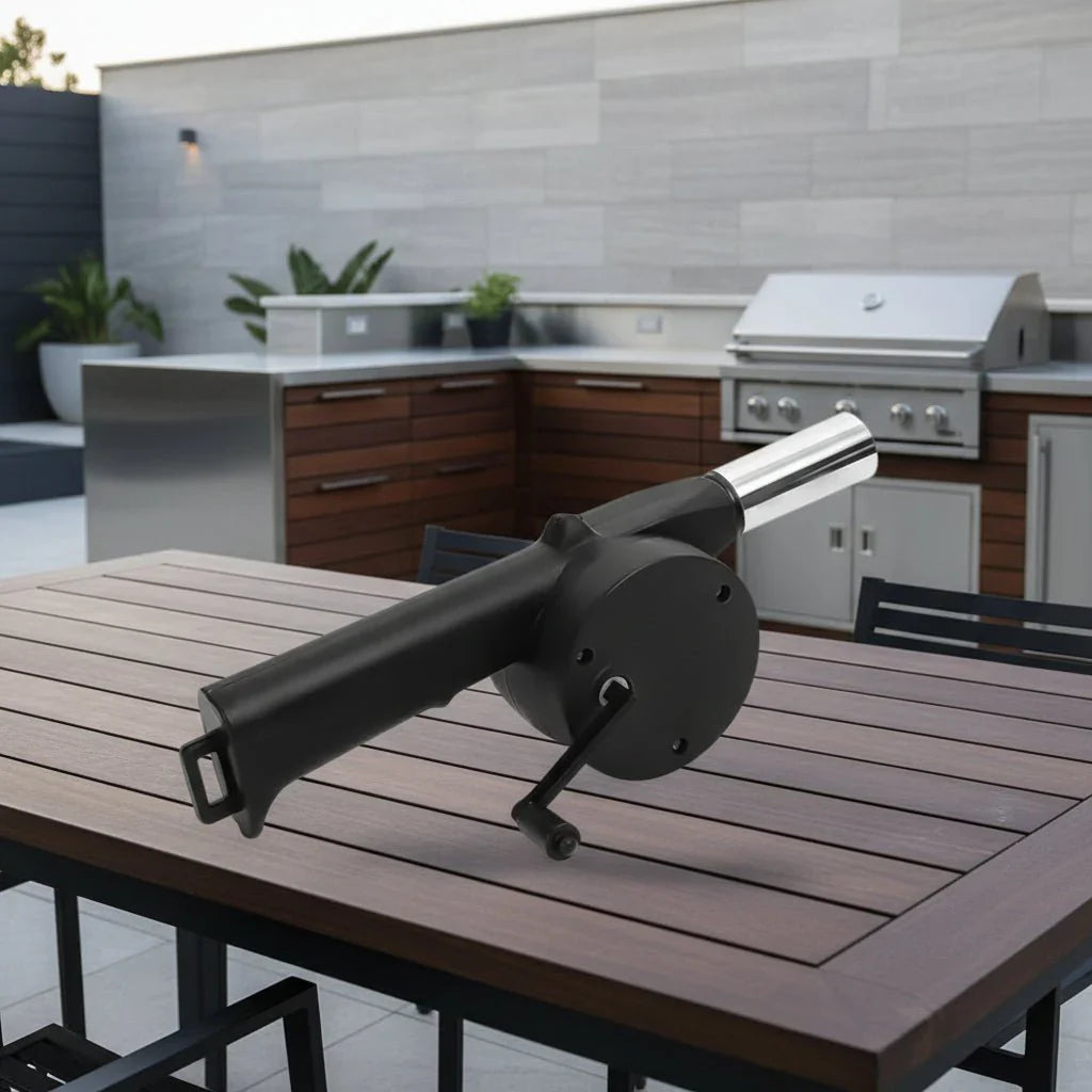 Aluminum Manual Grill Blower with Compact Design | Quick Ignition for Camping and Barbecue