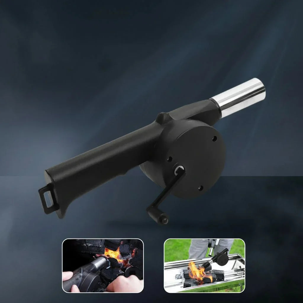 Aluminum Manual Grill Blower with Compact Design | Quick Ignition for Camping and Barbecue