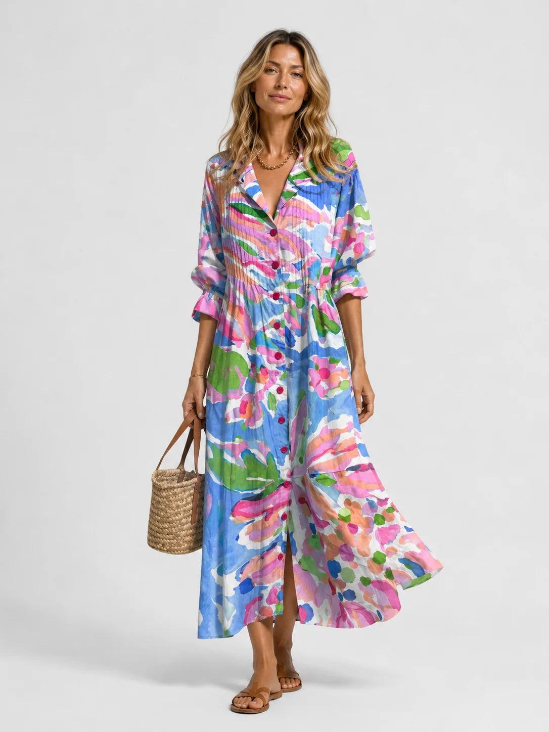Sofia | Elegante Abito Camicia Stampato Leggero per Donna 4