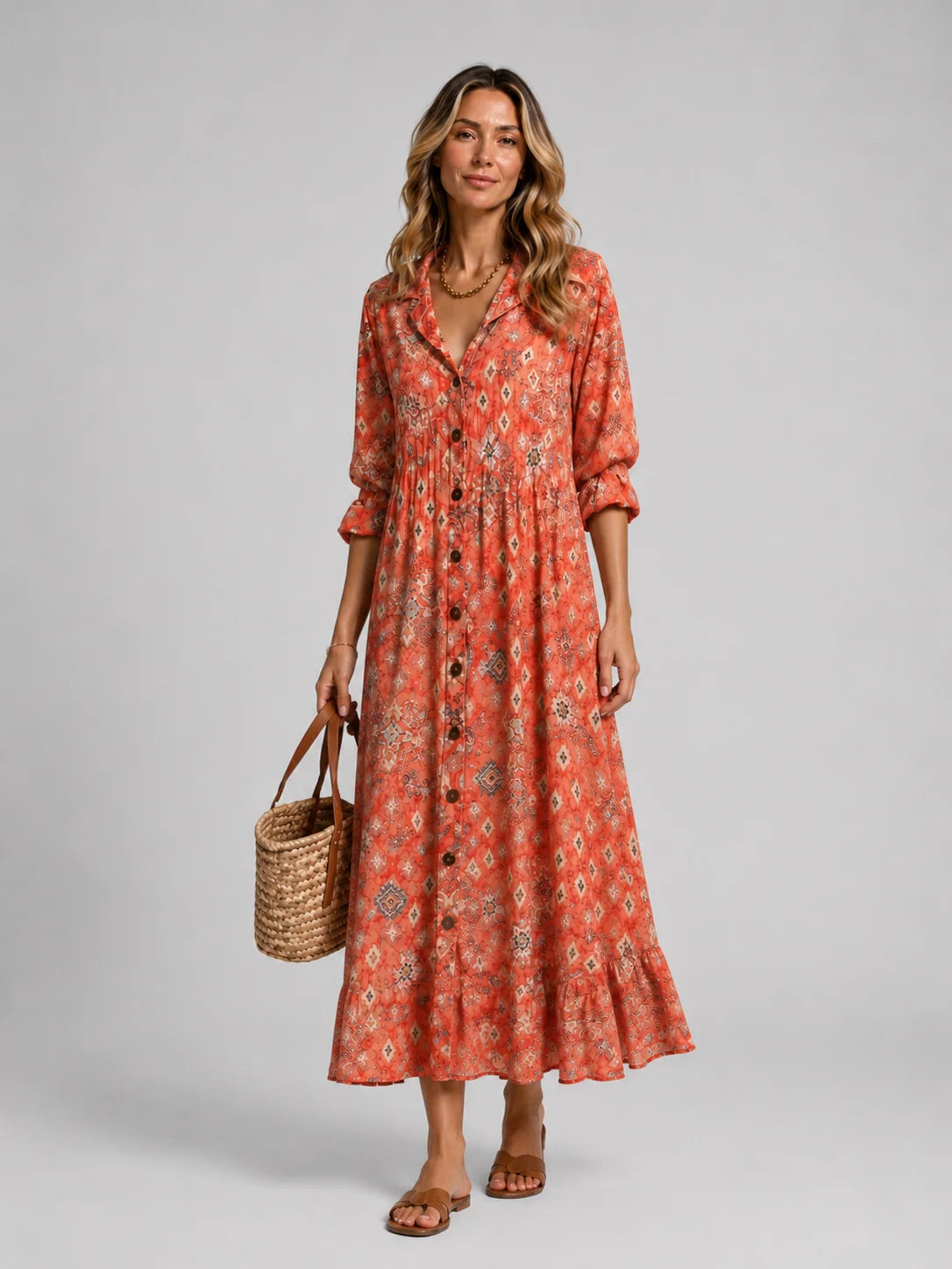Sofia | Elegante Abito Camicia Stampato Leggero per Donna 5