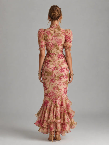 Sofia | Elegante Abito Cerimonia Maxi in Chiffon Floreale 1