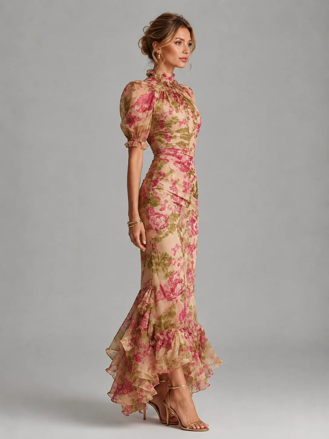 Sofia | Elegante Abito Cerimonia Maxi in Chiffon Floreale 2
