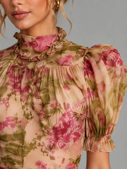Sofia | Elegante Abito Cerimonia Maxi in Chiffon Floreale 3