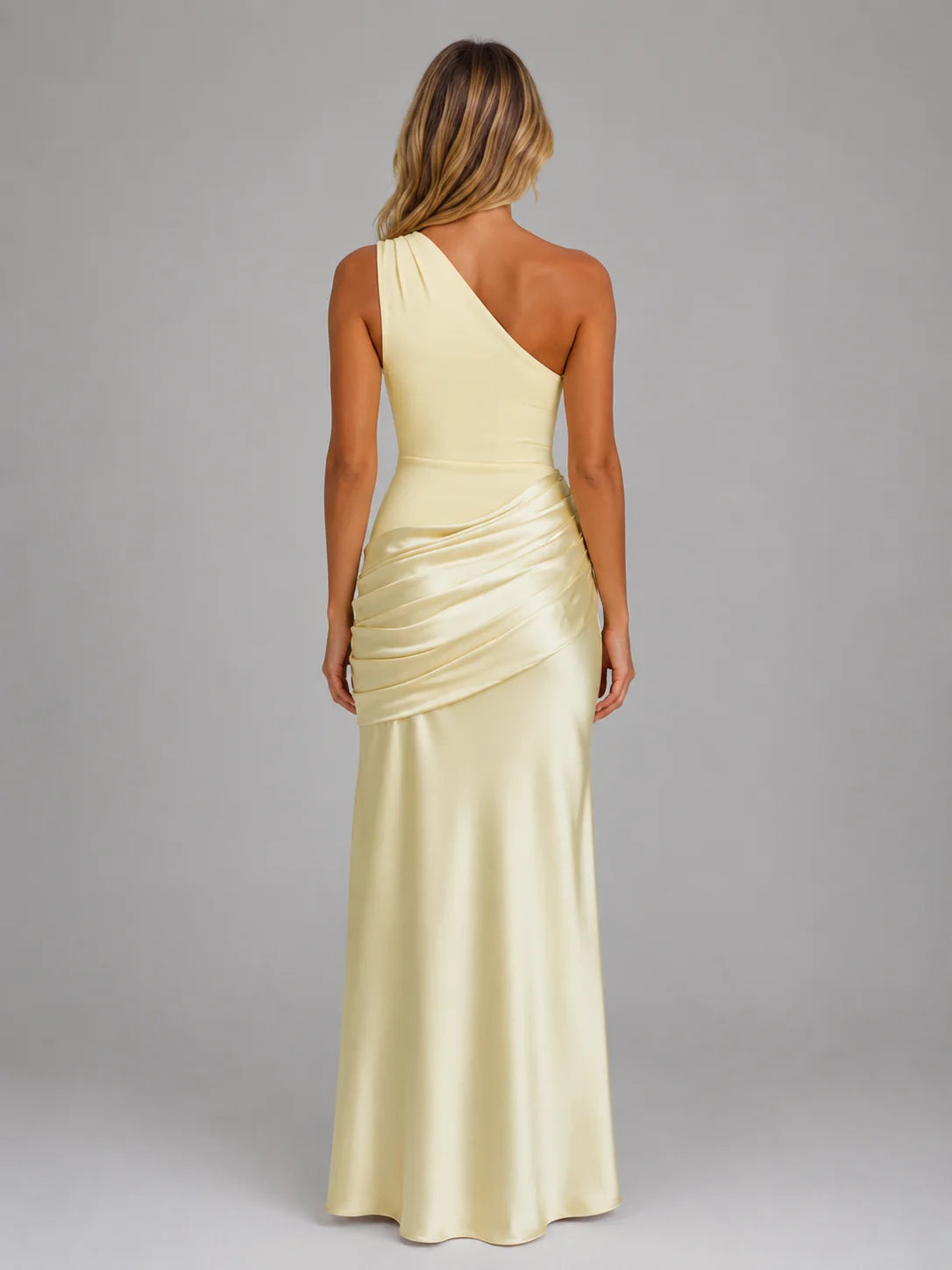 Sofia | Elegante Abito Maxi Satinato con Spalla Scoperta per Cerimonia Donna 1