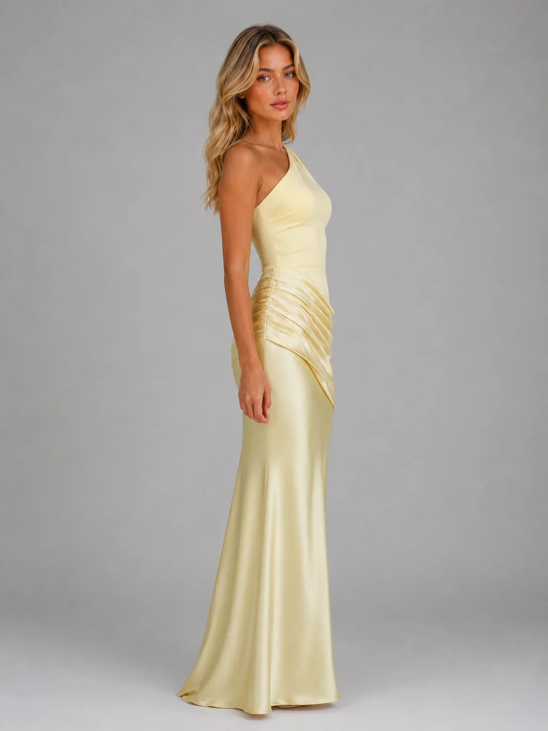 Sofia | Elegante Abito Maxi Satinato con Spalla Scoperta per Cerimonia Donna 2