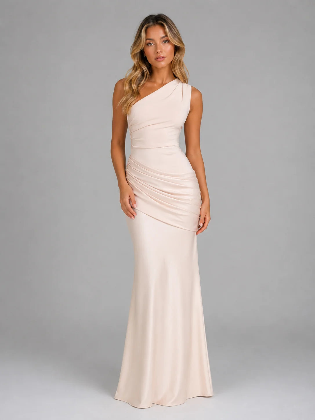Sofia | Elegante Abito Maxi Satinato con Spalla Scoperta per Cerimonia Donna 4