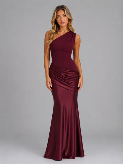 Sofia | Elegante Abito Maxi Satinato con Spalla Scoperta per Cerimonia Donna 7