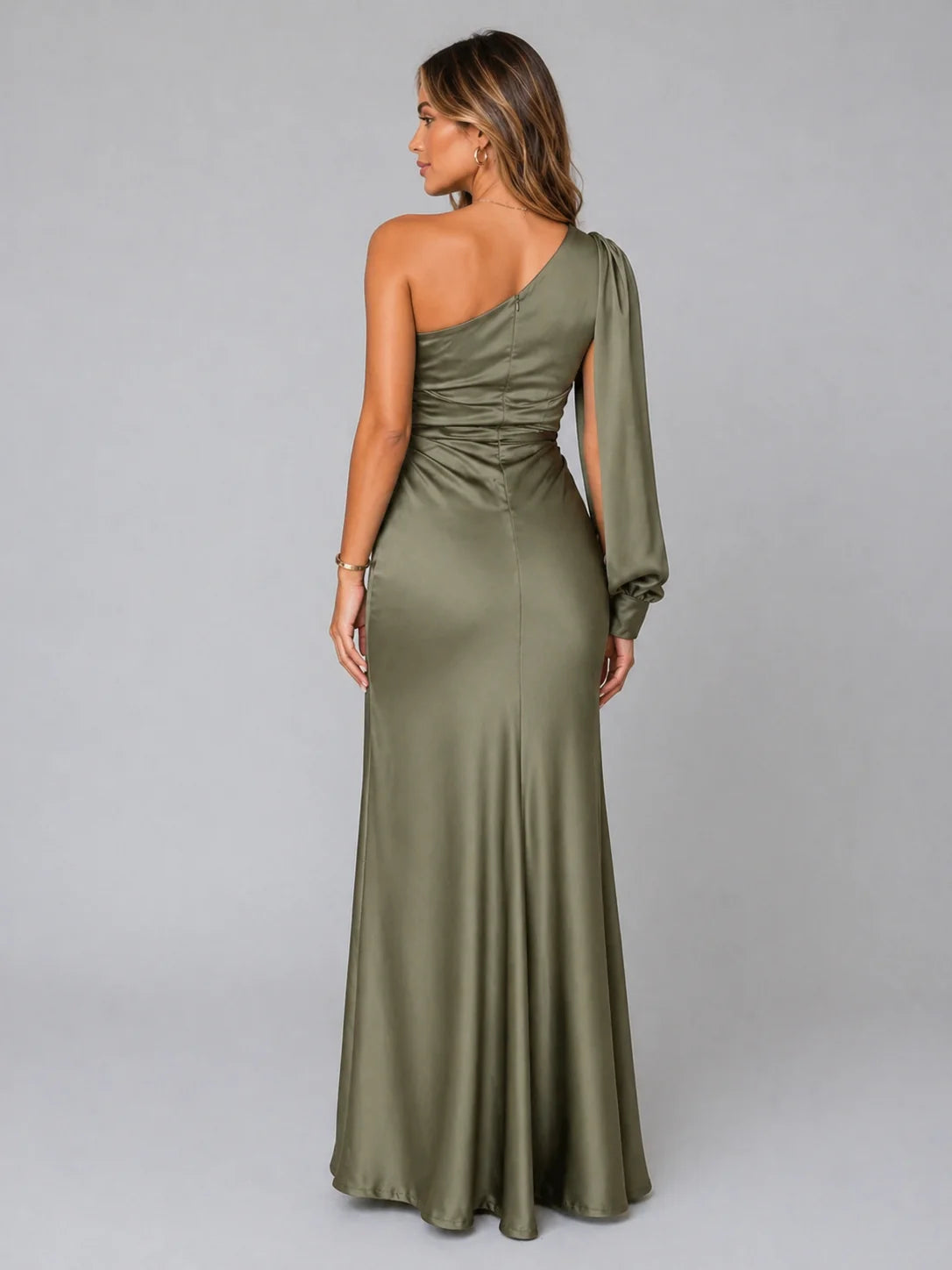 Sofia | Elegante Abito Maxi in Satin con Spalla Scoperta per Cerimonie 1