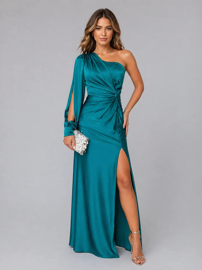Sofia | Elegante Abito Maxi in Satin con Spalla Scoperta per Cerimonie 3