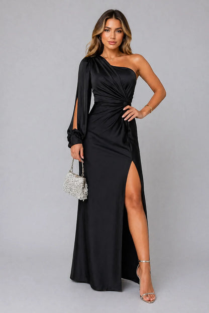 Sofia | Elegante Abito Maxi in Satin con Spalla Scoperta per Cerimonie 4
