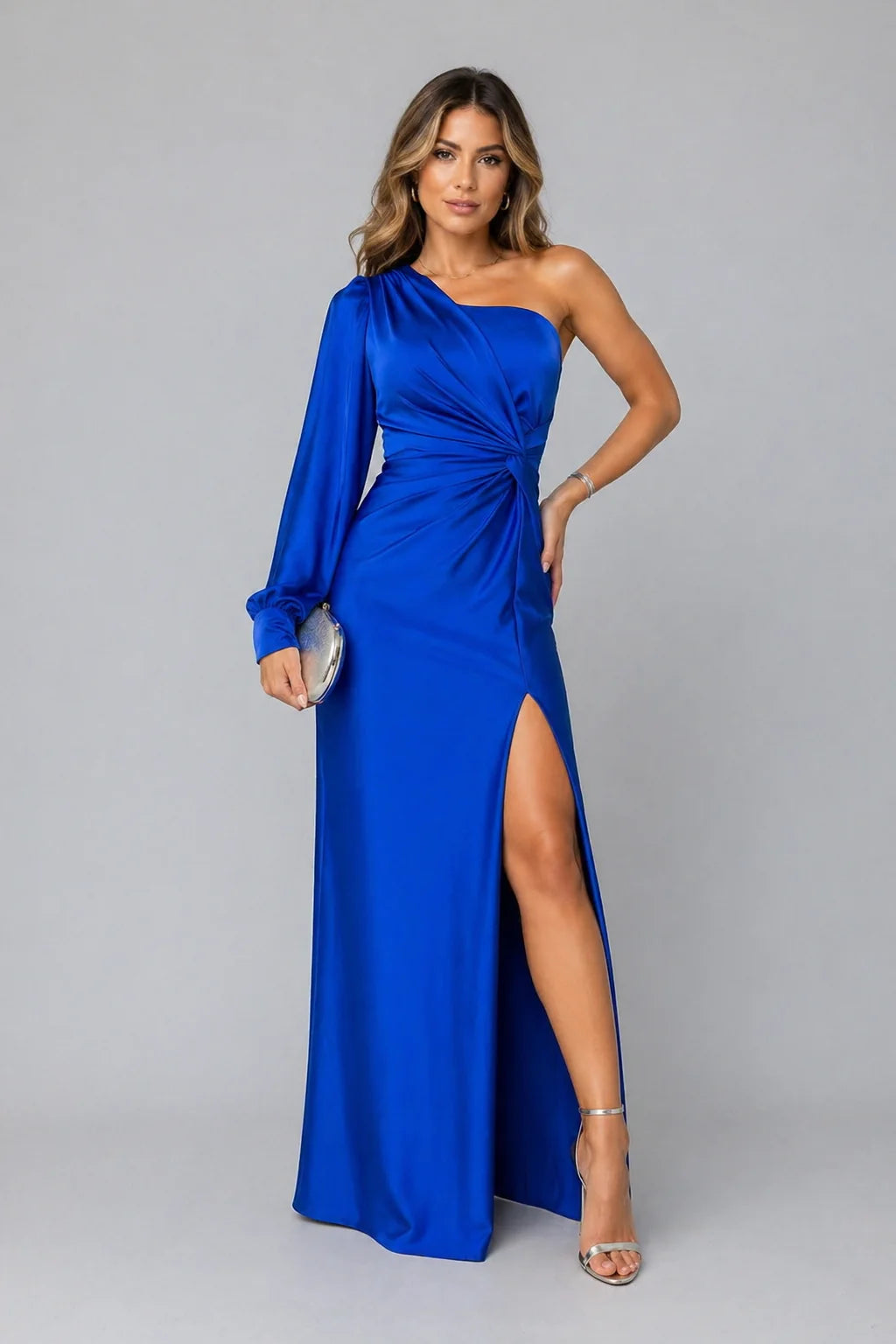 Sofia | Elegante Abito Maxi in Satin con Spalla Scoperta per Cerimonie 5