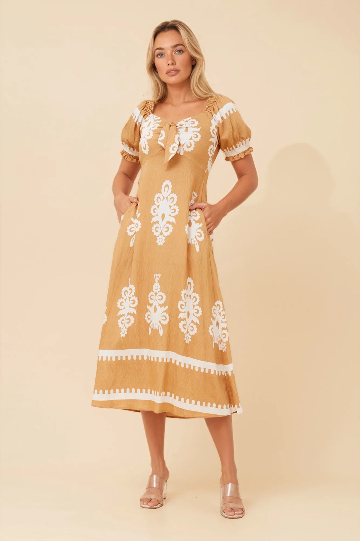 Sofia | Elegante Abito Midi Boho con Fiocco per Donna 0