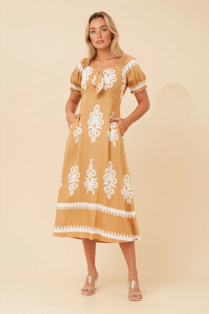 Sofia | Elegante Abito Midi Boho con Fiocco per Donna 0