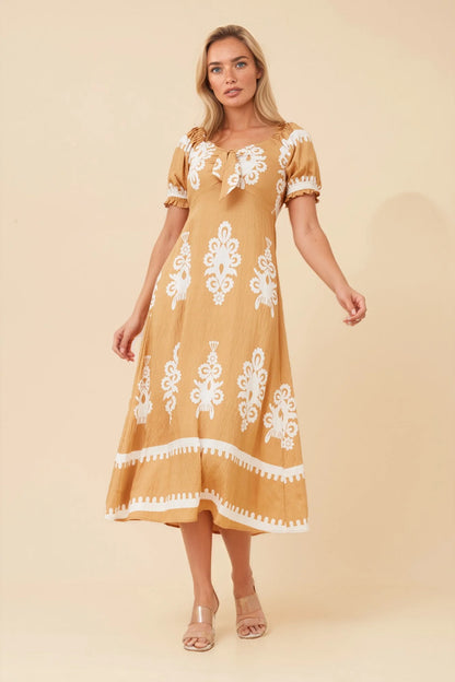 Sofia | Elegante Abito Midi Boho con Fiocco per Donna 2