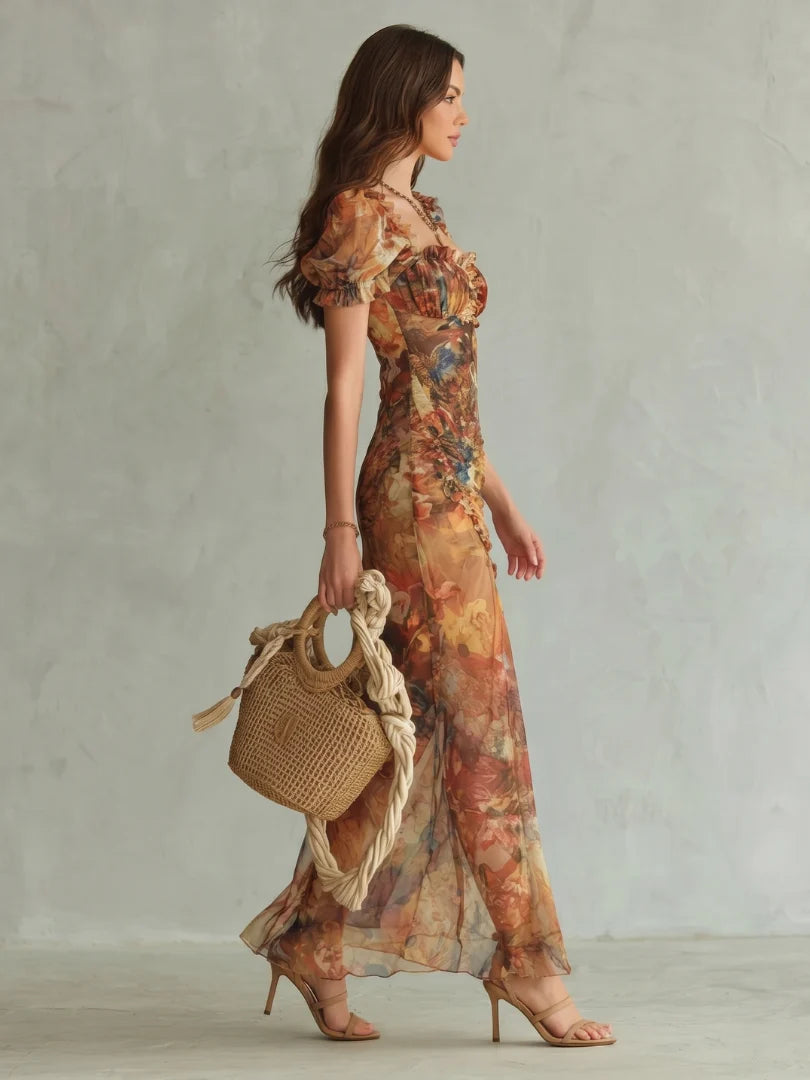 Sofia | Elegante Abito Midi con Maniche Ruffle per Cerimonia 1