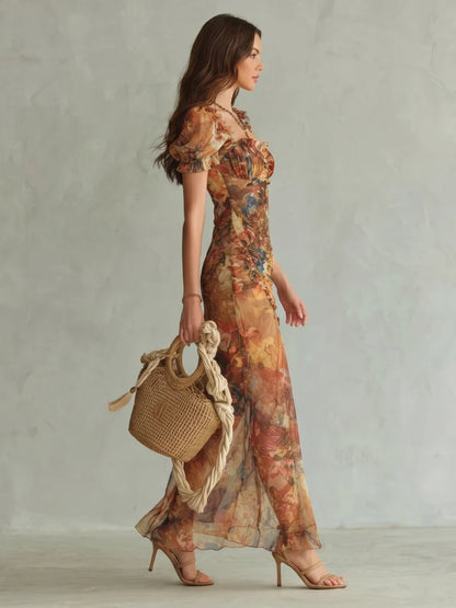 Sofia | Elegante Abito Midi con Maniche Ruffle per Cerimonia 1