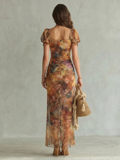Sofia | Elegante Abito Midi con Maniche Ruffle per Cerimonia 3