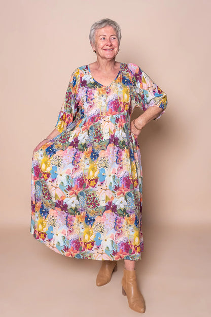 Sofia | Elegante Abito Midi con Stampa Floreale e Maniche 3/4 1