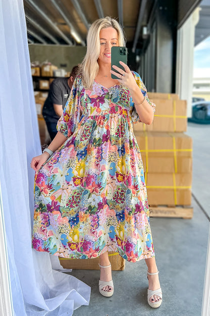 Sofia | Elegante Abito Midi con Stampa Floreale e Maniche 3/4 2