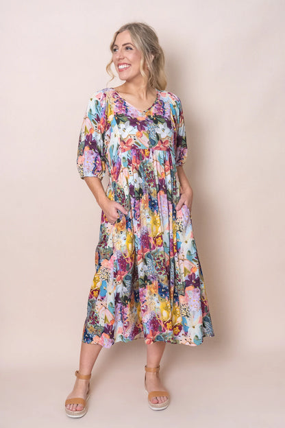 Sofia | Elegante Abito Midi con Stampa Floreale e Maniche 3/4 4