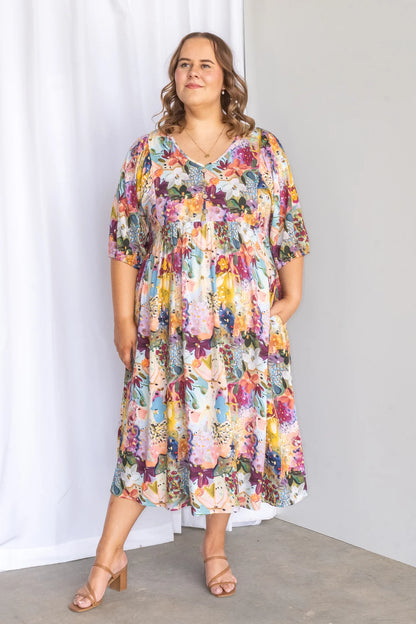 Sofia | Elegante Abito Midi con Stampa Floreale e Maniche 3/4 6