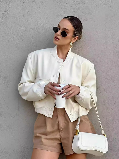 Sofia | Elegante Bomber Nero In Pelle Donna 2