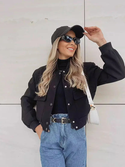 Sofia | Elegante Bomber Nero In Pelle Donna 5