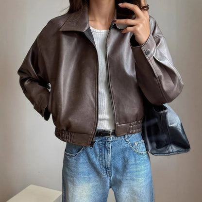 Sofia | Elegante Bomber Nero in Pelle per Donna 0