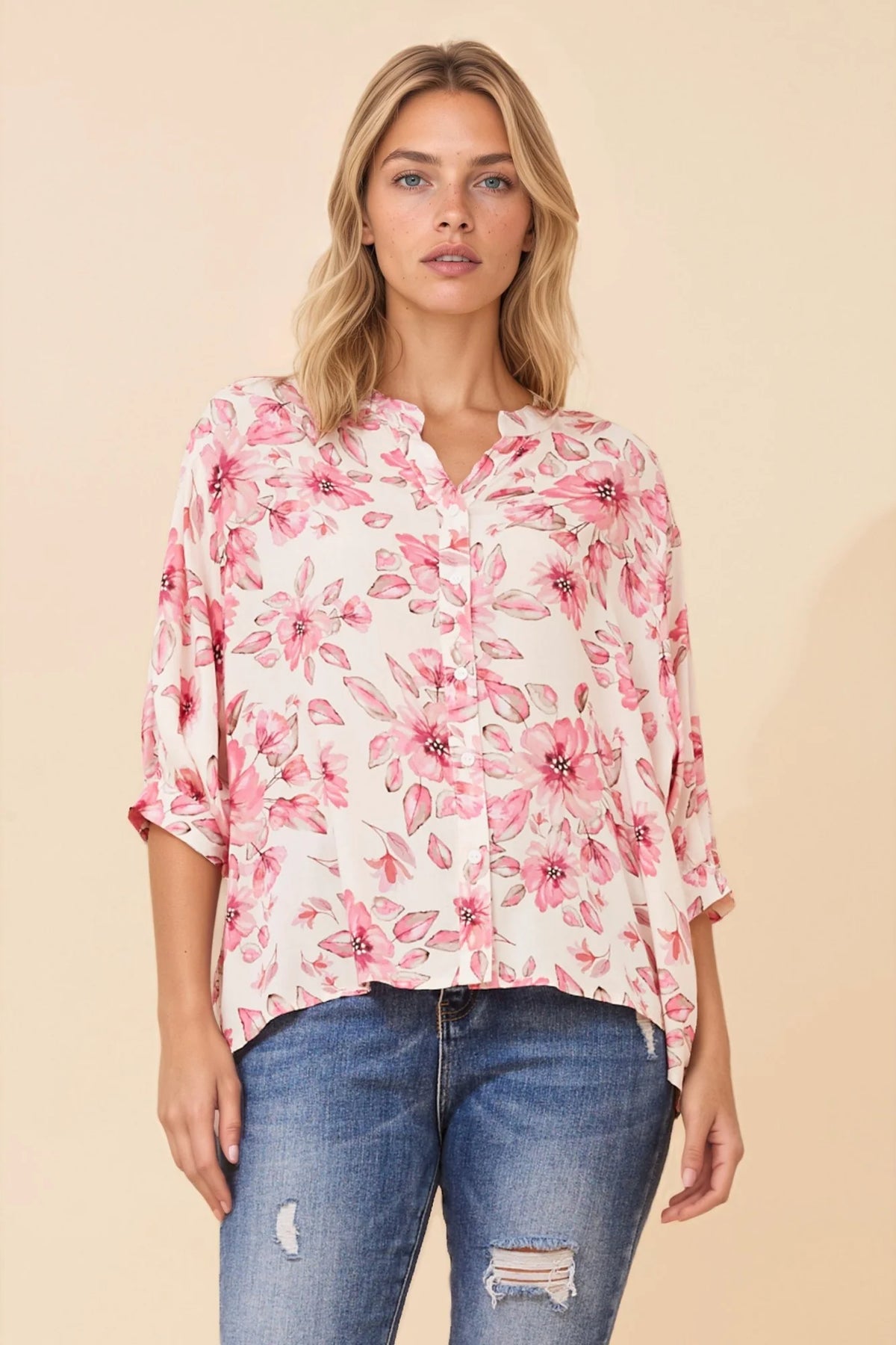 Sofia | Elegante Camicetta Floreale Casual con Maniche 3/4 0