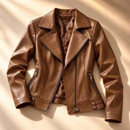 Sofia | Elegante Giacca Moto Slim Fit in Pelle Sintetica 1