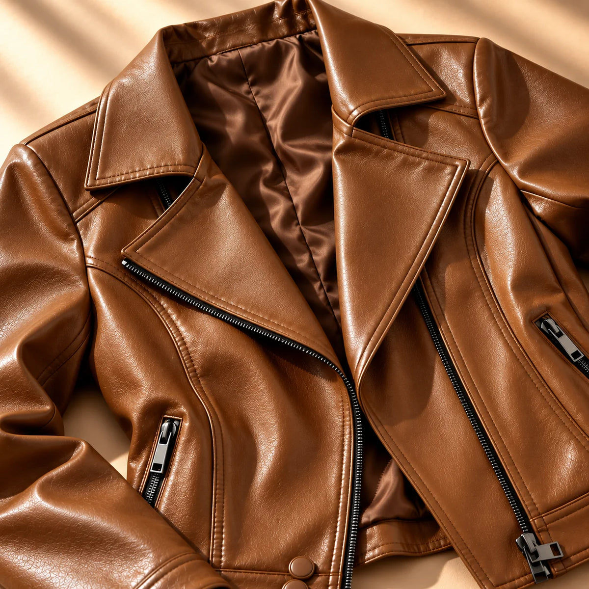 Sofia | Elegante Giacca Moto Slim Fit in Pelle Sintetica 2