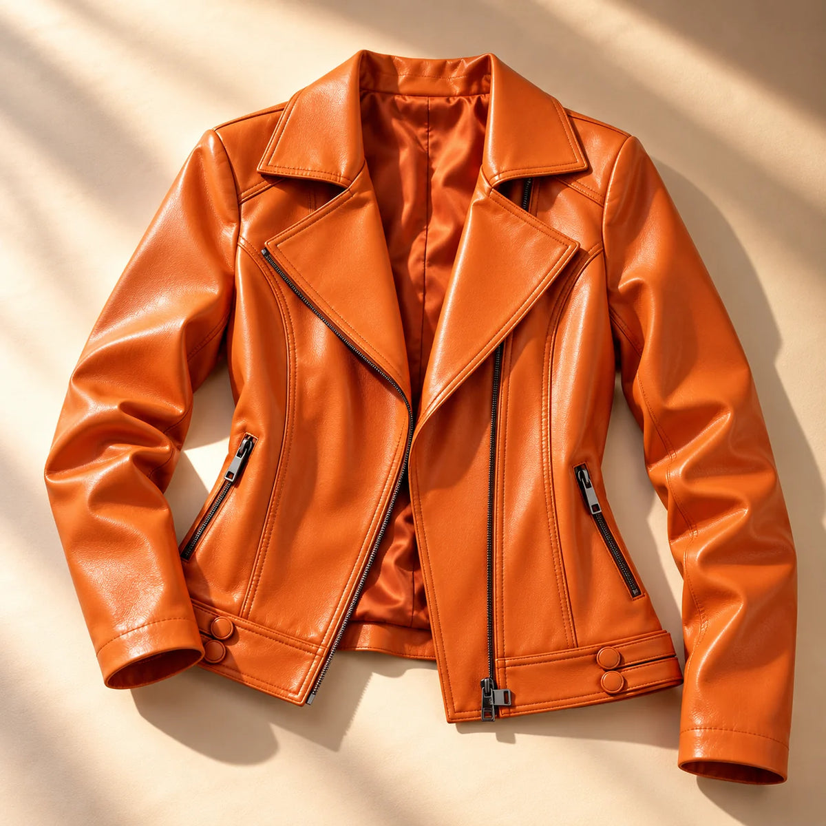 Sofia | Elegante Giacca Moto Slim Fit in Pelle Sintetica 4