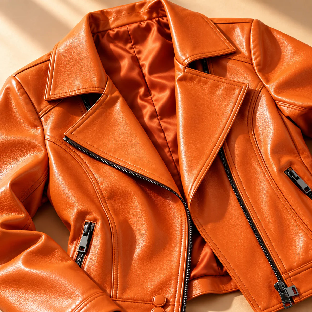 Sofia | Elegante Giacca Moto Slim Fit in Pelle Sintetica 5