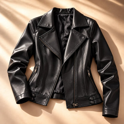 Sofia | Elegante Giacca Moto Slim Fit in Pelle Sintetica 7
