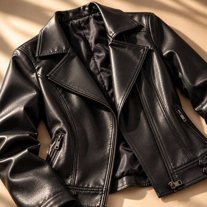 Sofia | Elegante Giacca Moto Slim Fit in Pelle Sintetica 8