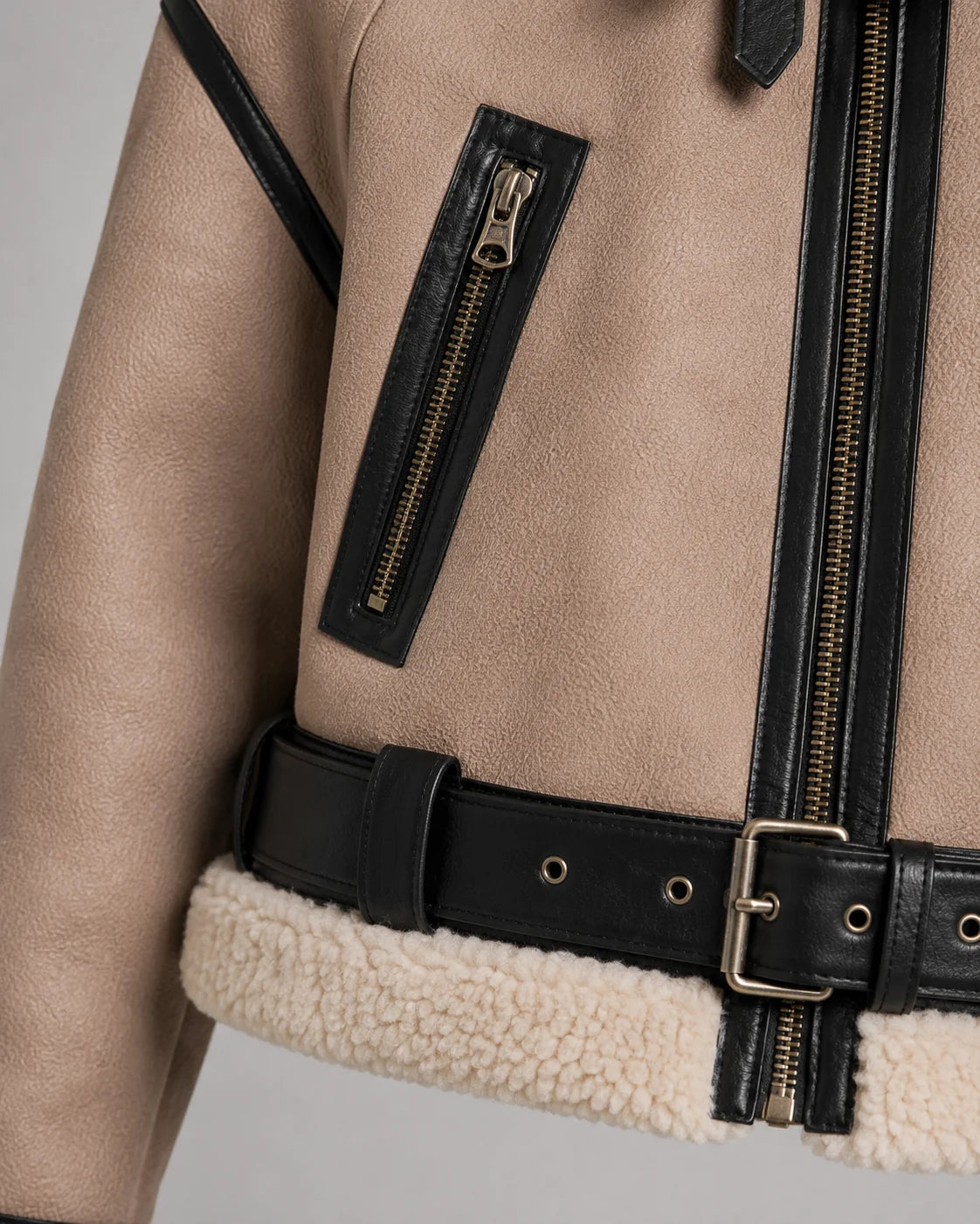 Sofia | Elegante Giacca Pelle Donna Corto con Colletto Shearling 4