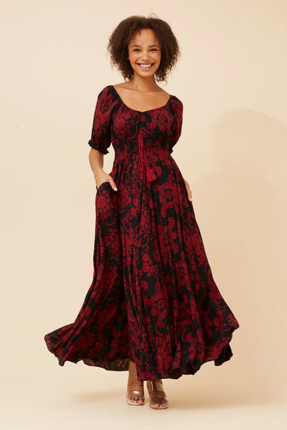 Sofia | Elegante Maxi Dress Floreale Con Maniche A Palloncino 1