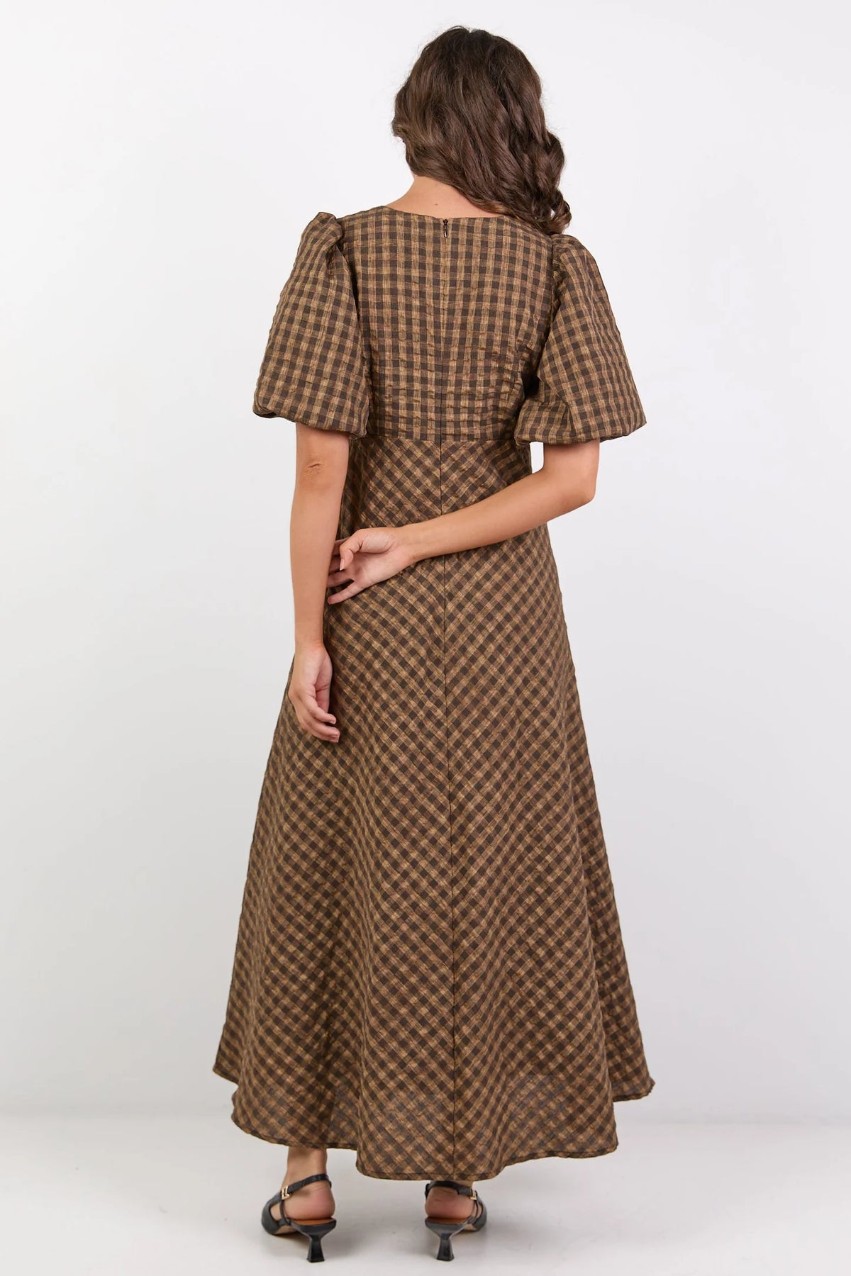 Sofia | Elegante Maxi Dress con Maniche a Palloncino e Motivo a Quadri 5