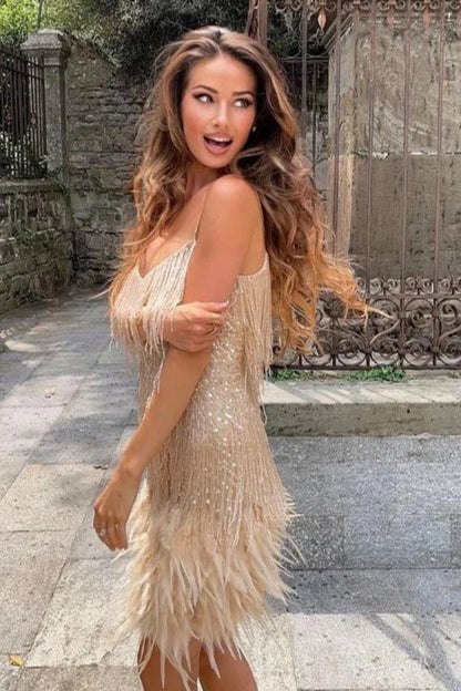Sofia | Elegante Mini Abito con Frange e Spaghetti per Cerimonie 7